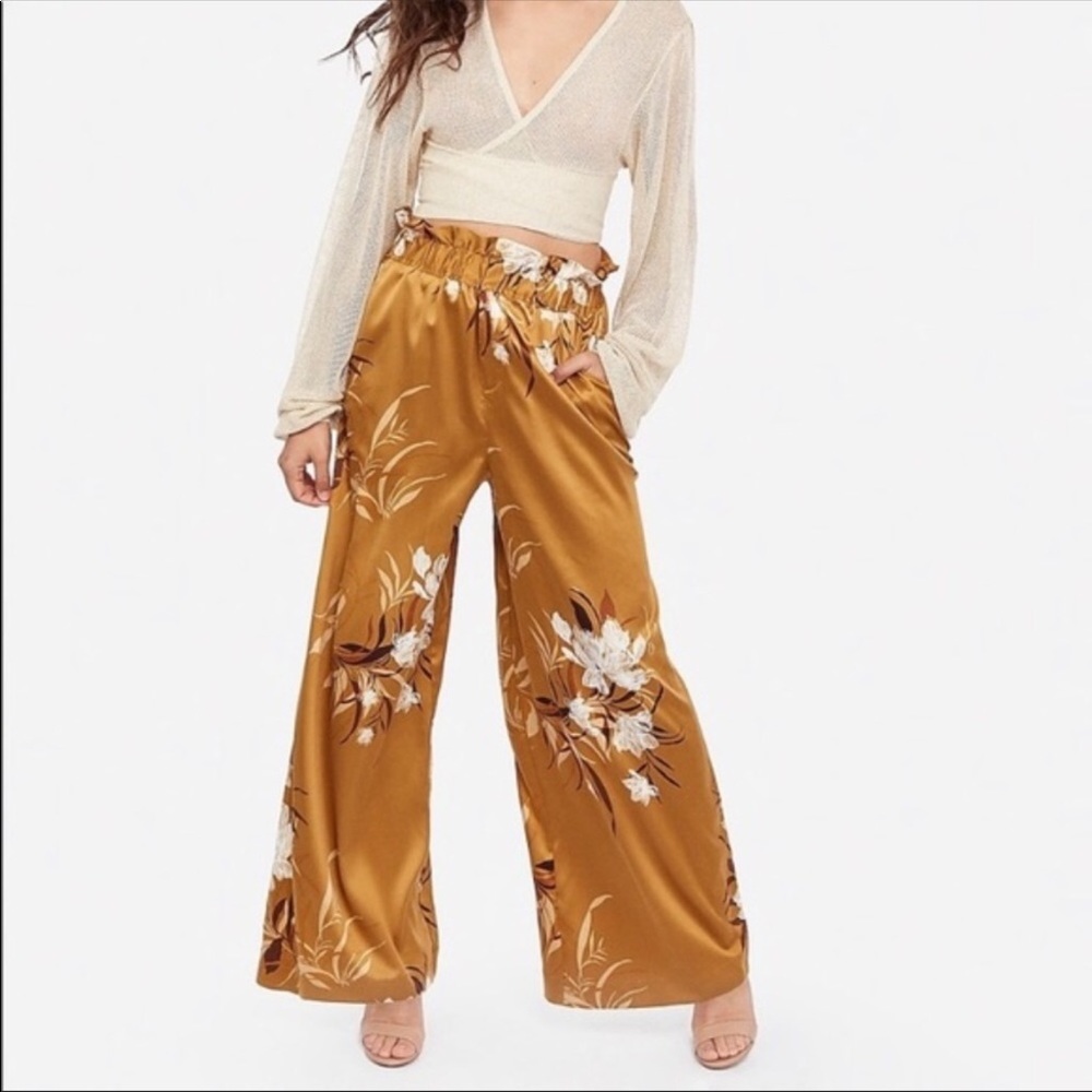 Express Yellow Rocky Barnes Floral Pants